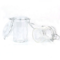 wholesale 55ml 70ml small  Round Cylinder storage Glass jar with locking lid clamp closure